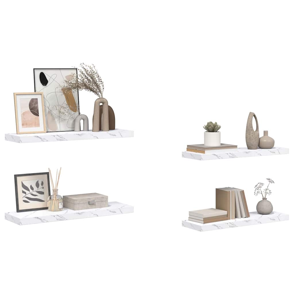Polica na zidu Zidne 4 pcs Bijeli mramor 80 x 23,5 x 4 cm