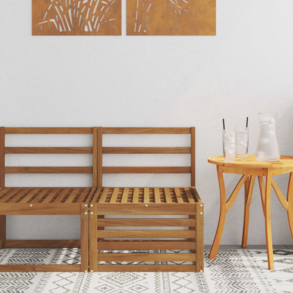 Srednja sofa za van Čvrsto drvo akacije Prirodna Smeđa 59 x 63 x 73 cm