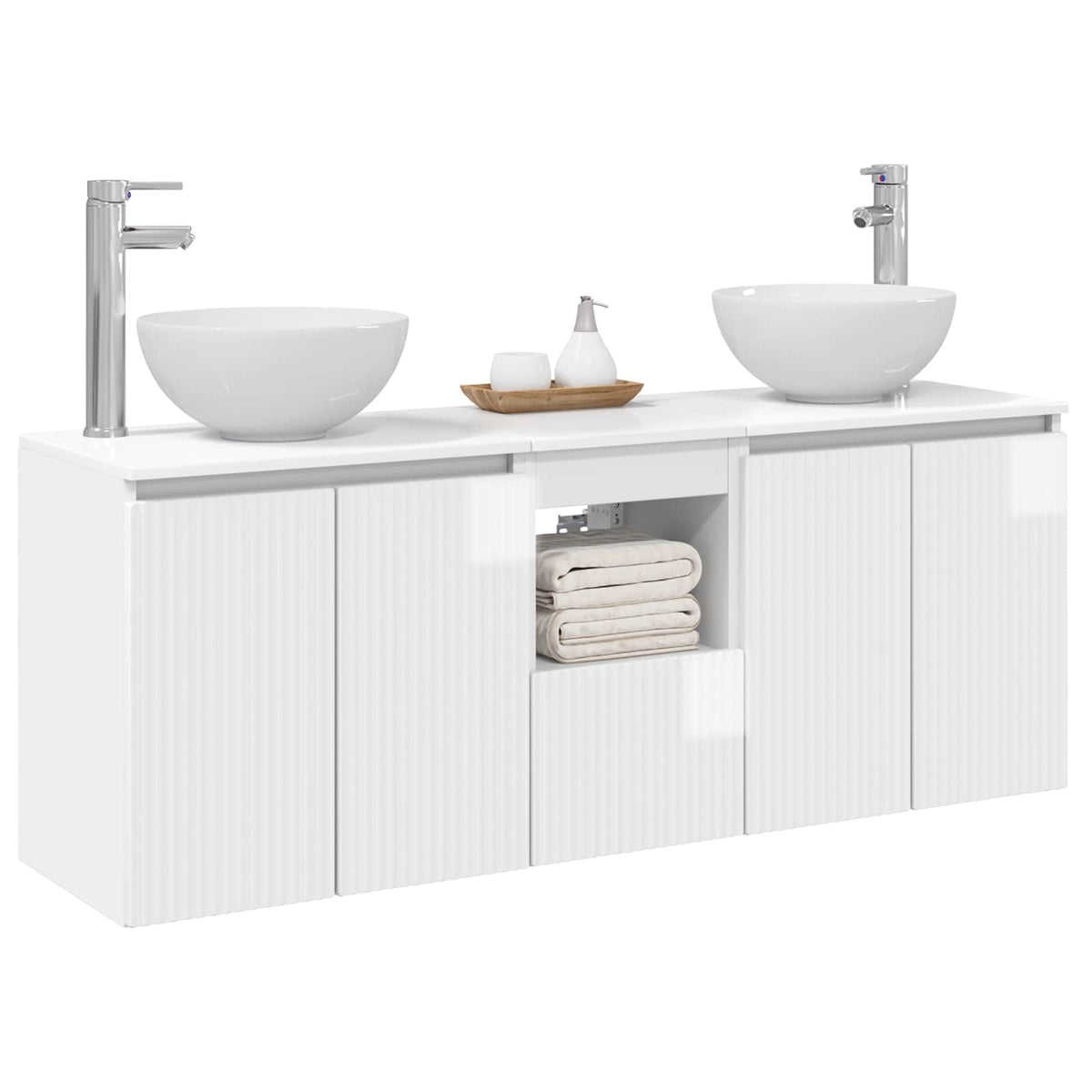 Set ormarića za kupaonicu 3 kom. Bijela visokog sjaja 49,5 x 35 x 63 cm