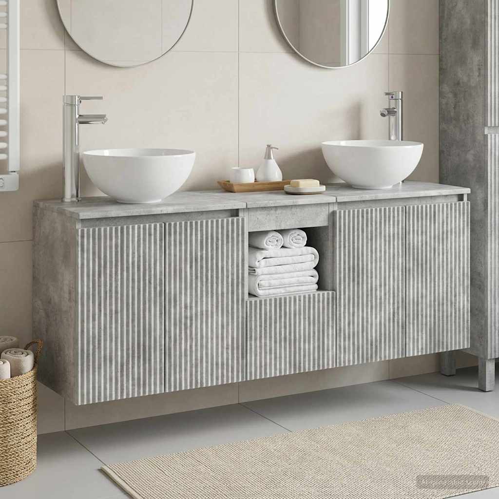 Set ormarića za kupaonicu 3 kom. Betonska siva 129 x 41 x 80 cm