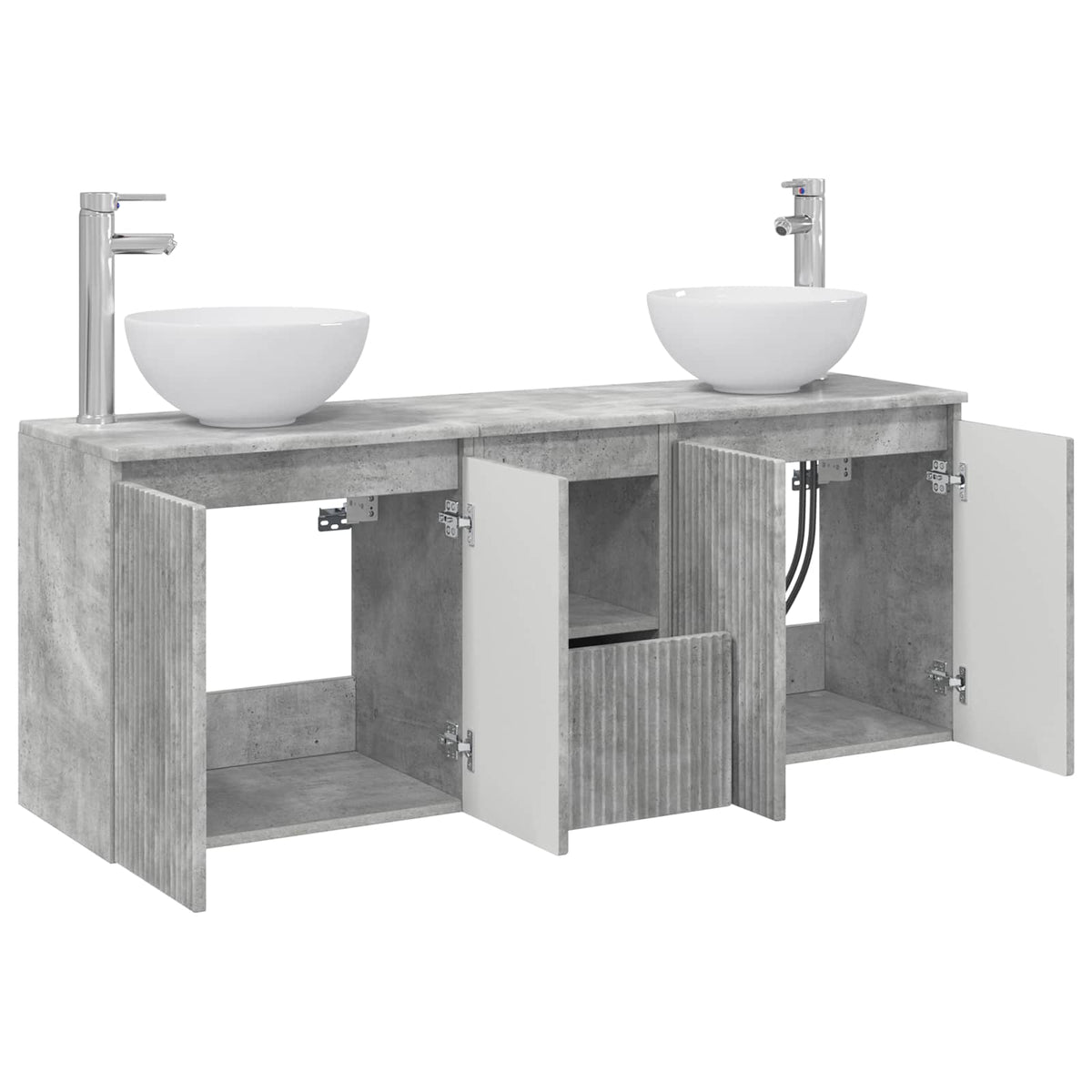 Set ormarića za kupaonicu 3 kom. Betonska siva 129 x 41 x 80 cm