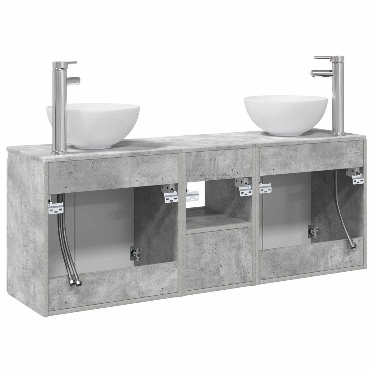 Set ormarića za kupaonicu 3 kom. Betonska siva 129 x 41 x 80 cm