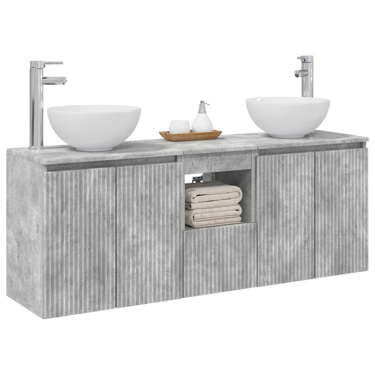 Set ormarića za kupaonicu 3 kom. Betonska siva 129 x 41 x 80 cm