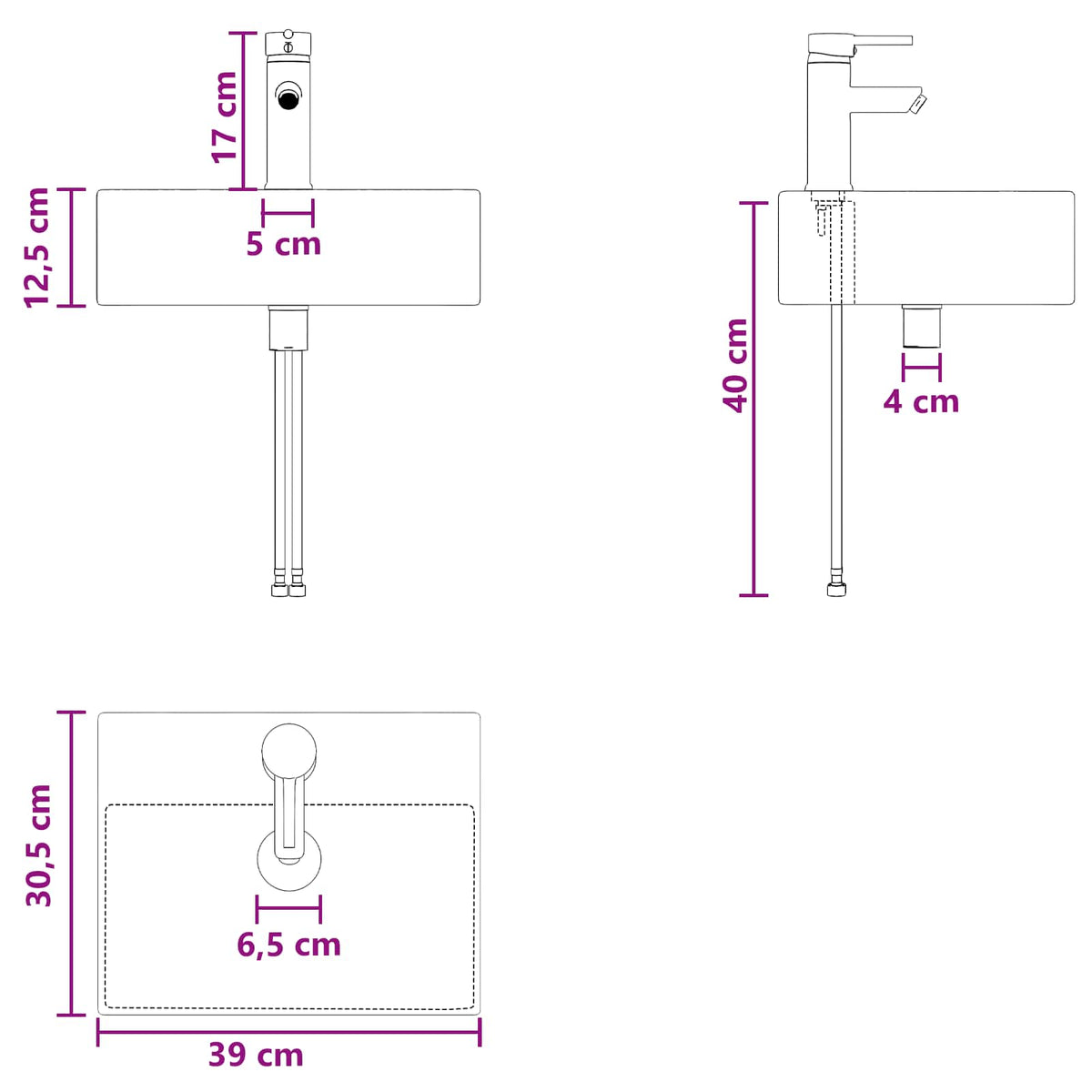 Set ormarića za kupaonicu 3 kom. Bijela visokog sjaja 49,5 x 41 x 62,5 cm
