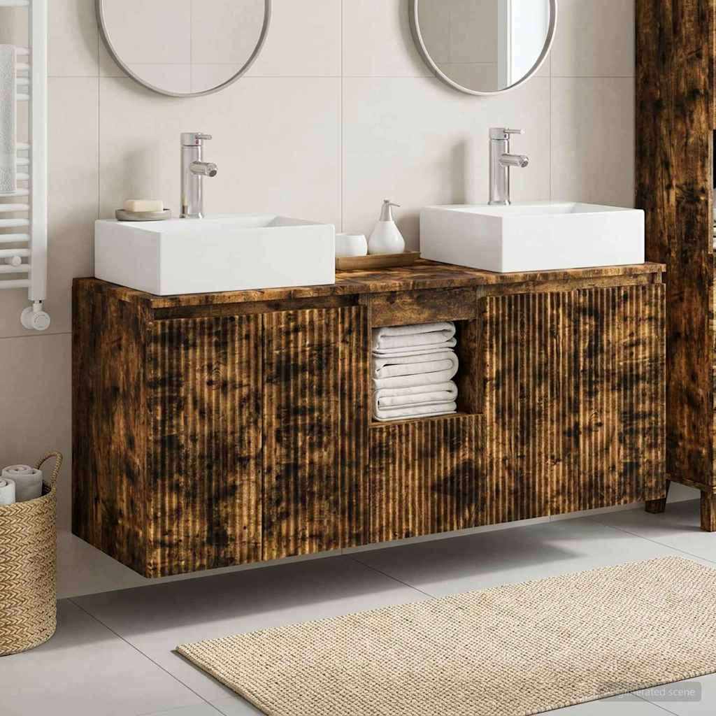 Set ormarića za kupaonicu 3 kom. Dimljeni hrast Smeđa 49,5 x 41 x 62,5 cm