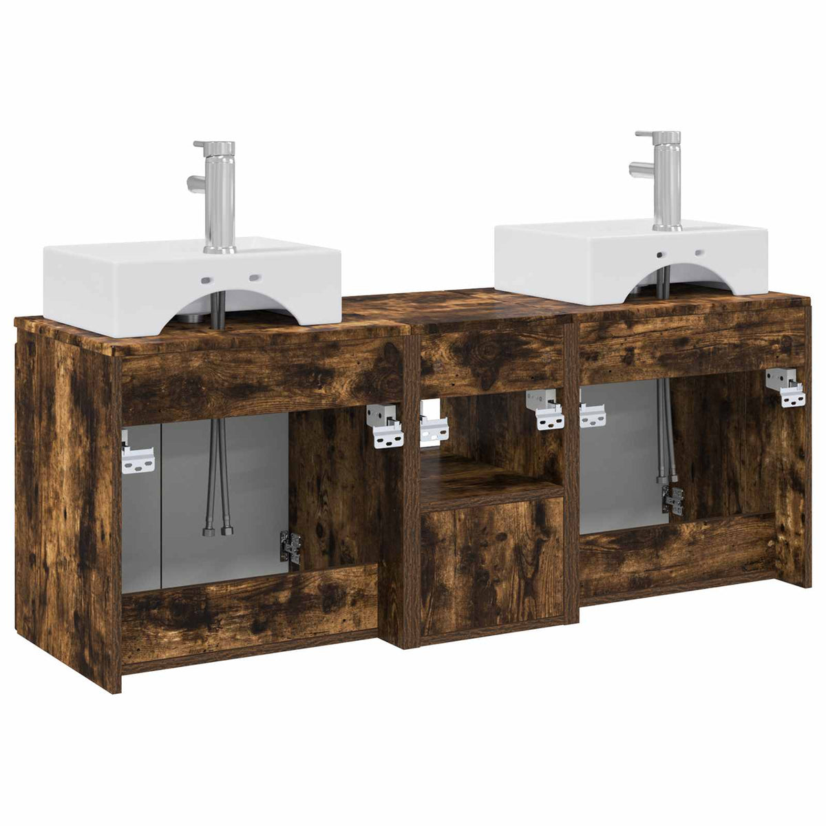 Set ormarića za kupaonicu 3 kom. Dimljeni hrast Smeđa 49,5 x 41 x 62,5 cm