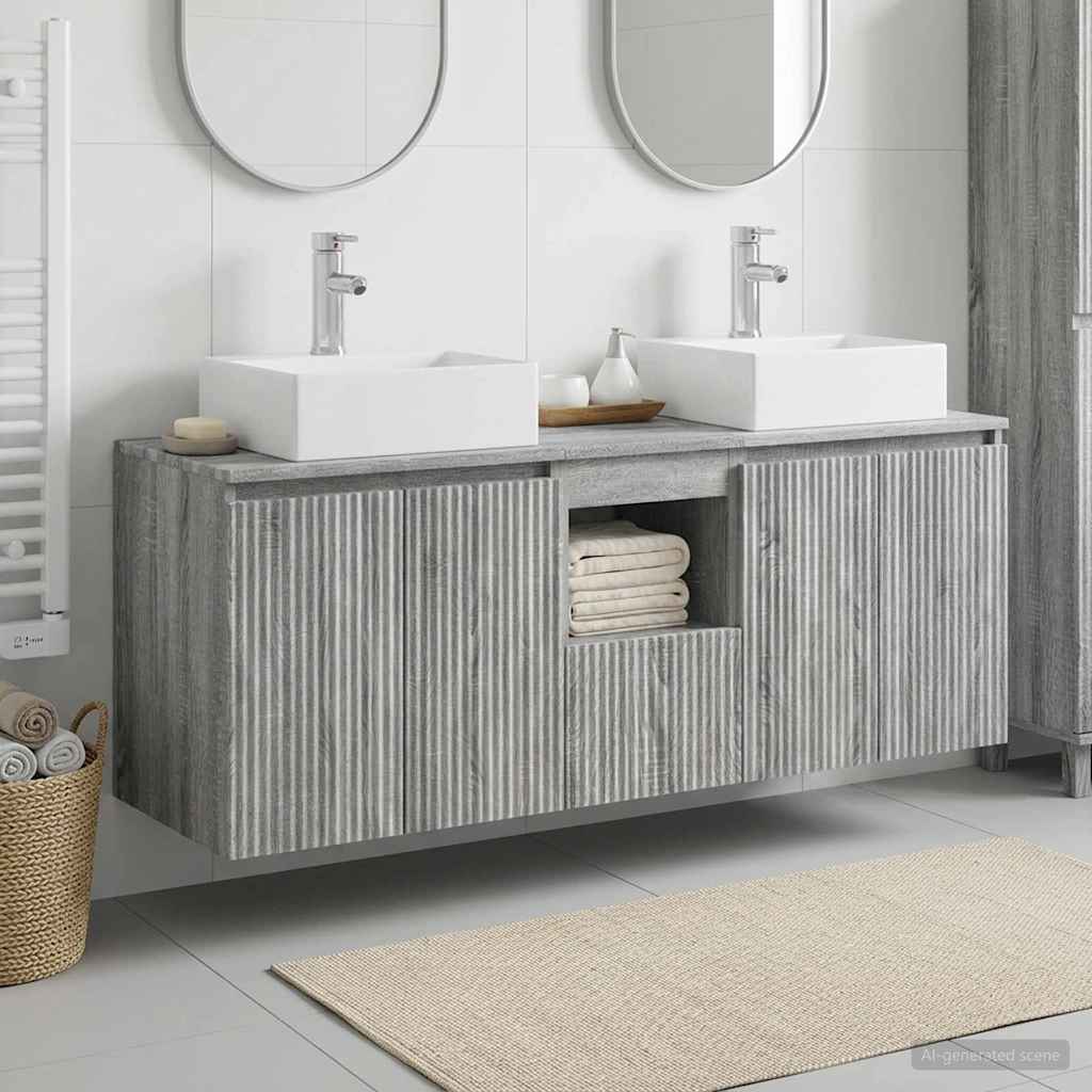 Set ormarića za kupaonicu 3 kom. Siva Sonoma 129 x 41 x 79.5 cm