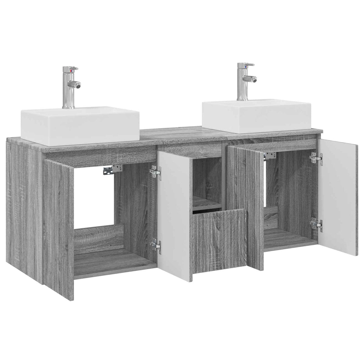 Set ormarića za kupaonicu 3 kom. Siva Sonoma 129 x 41 x 79.5 cm