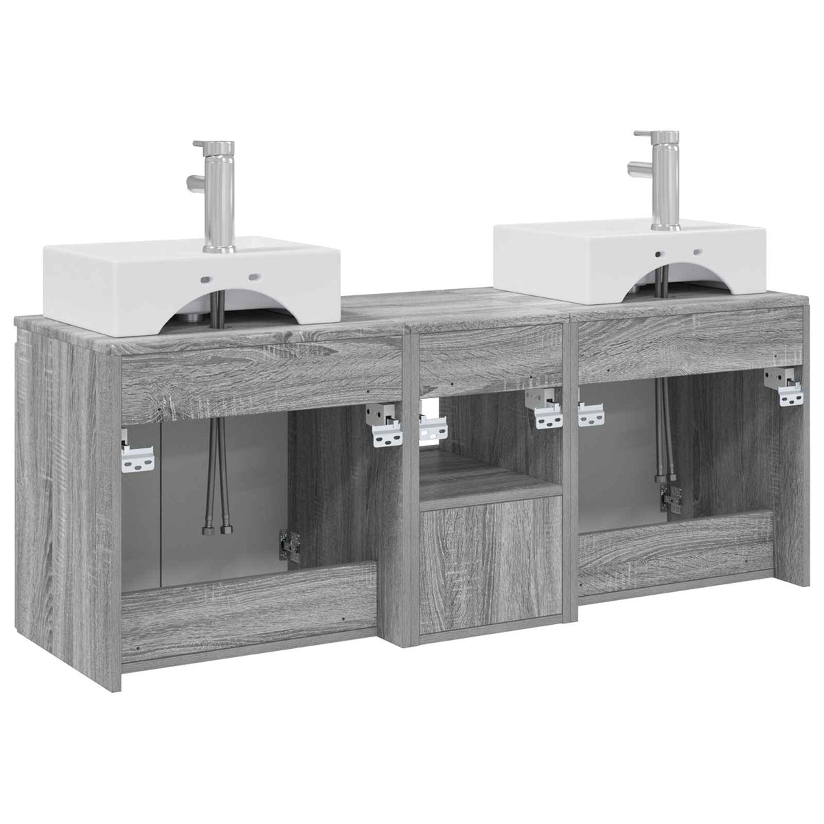 Set ormarića za kupaonicu 3 kom. Siva Sonoma 129 x 41 x 79.5 cm