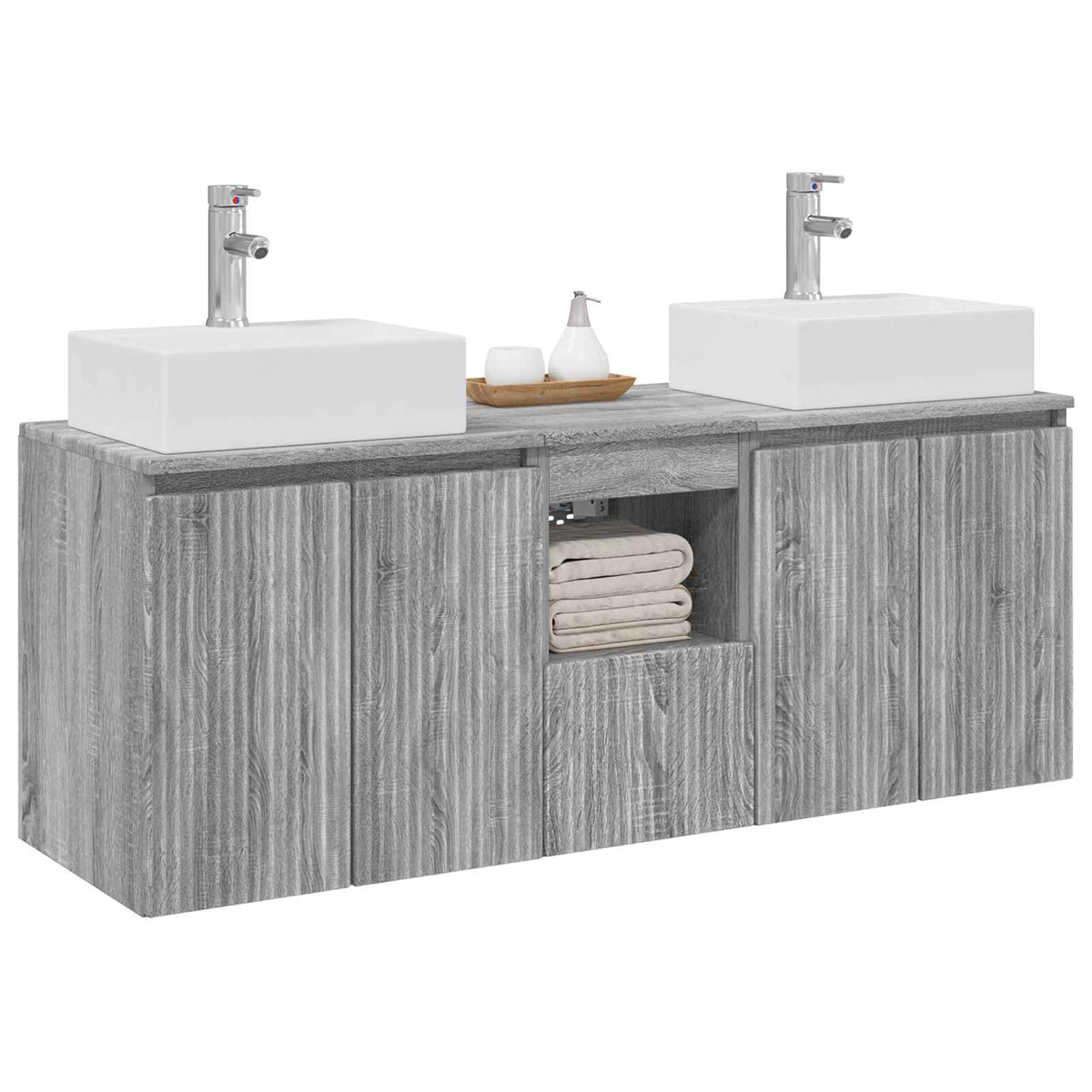 Set ormarića za kupaonicu 3 kom. Siva Sonoma 129 x 41 x 79.5 cm