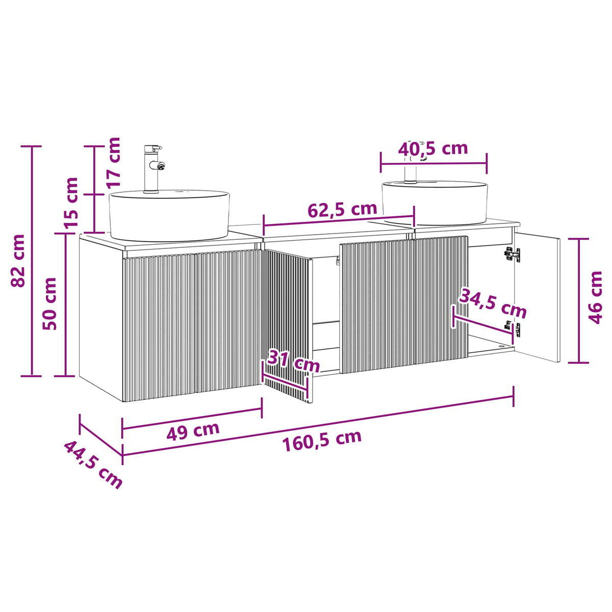 Set ormarića za kupaonicu 3 kom. Dimljeni hrast Smeđa 49,5 x 44,5 x 65 cm