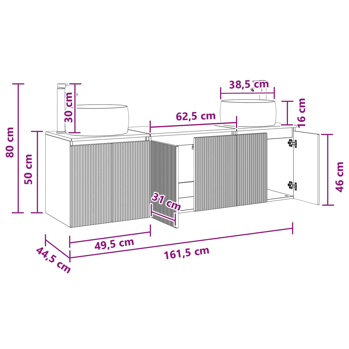 Set ormarića za kupaonicu 3 kom. Betonska siva 49,5 x 44,5 x 66 cm