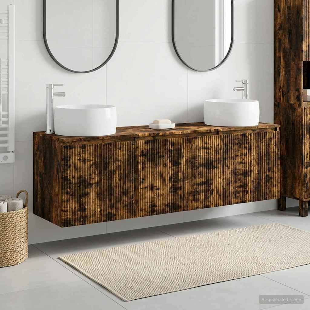 Set ormarića za kupaonicu 3 kom. Dimljeni hrast Smeđa 49,5 x 44,5 x 66 cm