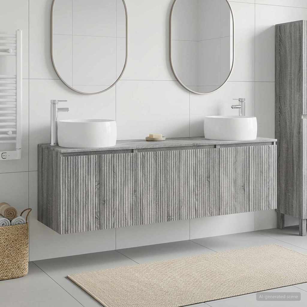 Set ormarića za kupaonicu 3 kom. Siva Sonoma 49,5 x 44,5 x 66 cm