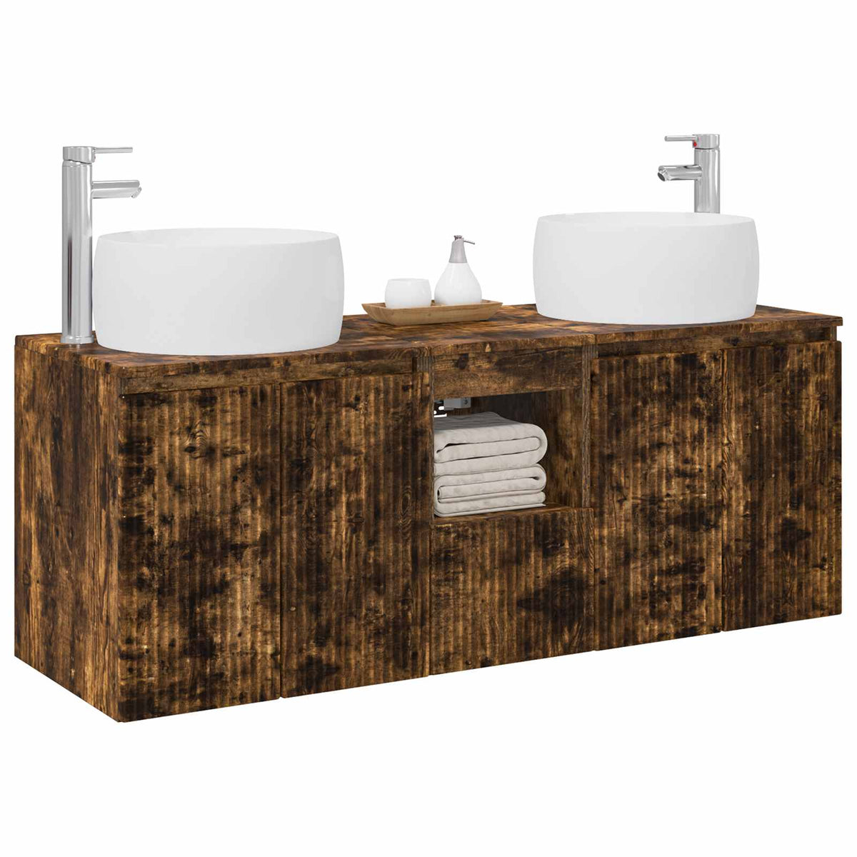 Set ormarića za kupaonicu 3 kom. Dimljeni hrast Smeđa 49,5 x 44,5 x 66 cm