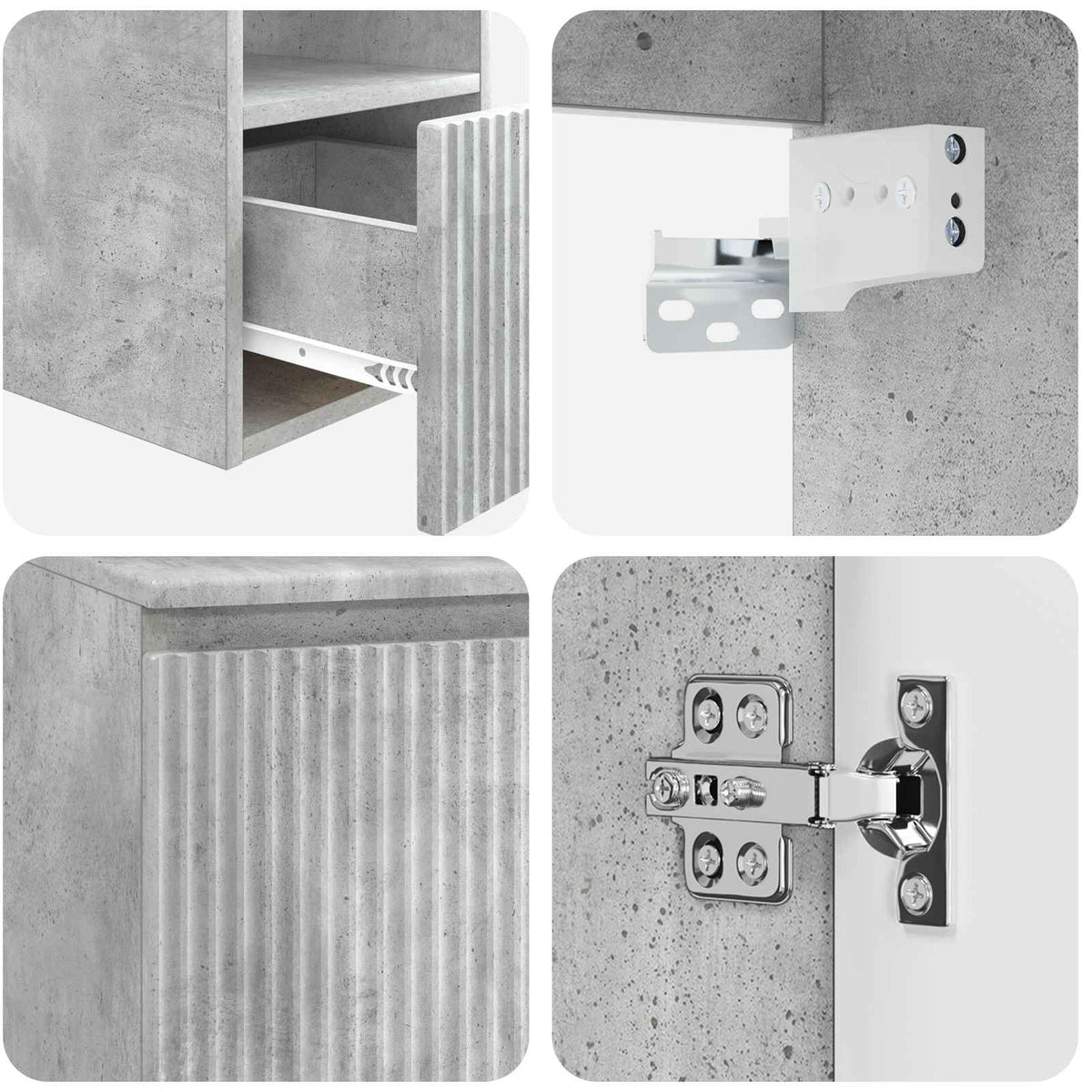 Set ormarića za kupaonicu 3 kom. Betonska siva 49,5 x 44,5 x 65,5 cm