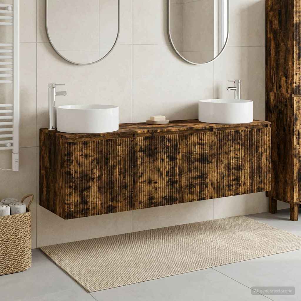 Set ormarića za kupaonicu 3 kom. Dimljeni hrast Smeđa 49,5 x 44,5 x 65,5 cm