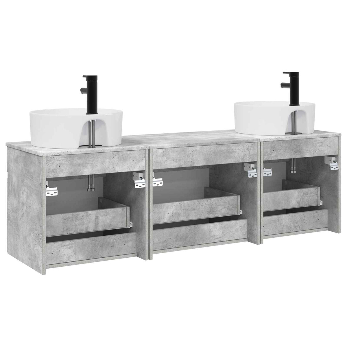 Set ormarića za kupaonicu 3 kom. Betonska siva 49 x 44,5 x 65 cm