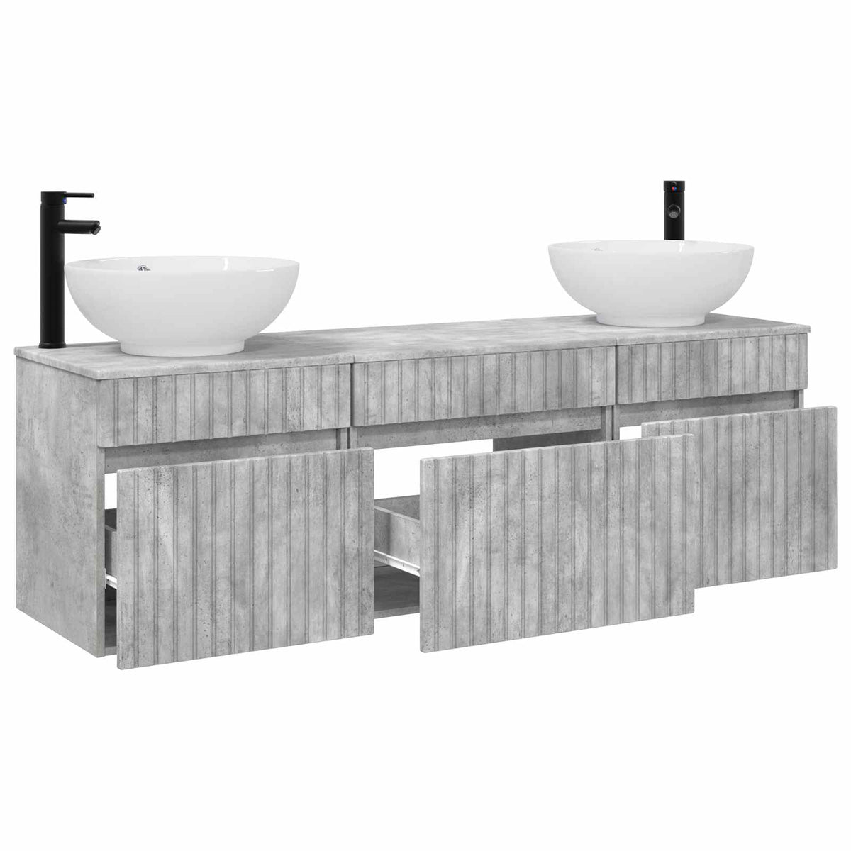 Set ormarića za kupaonicu 3 kom. Betonska siva 49 x 44,5 x 66,5 cm