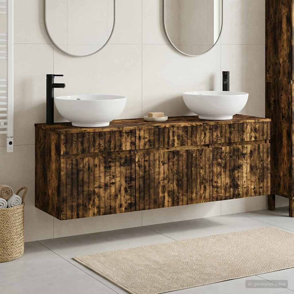 Set ormarića za kupaonicu 3 kom. Dimljeni hrast Smeđa 49 x 44,5 x 66,5 cm