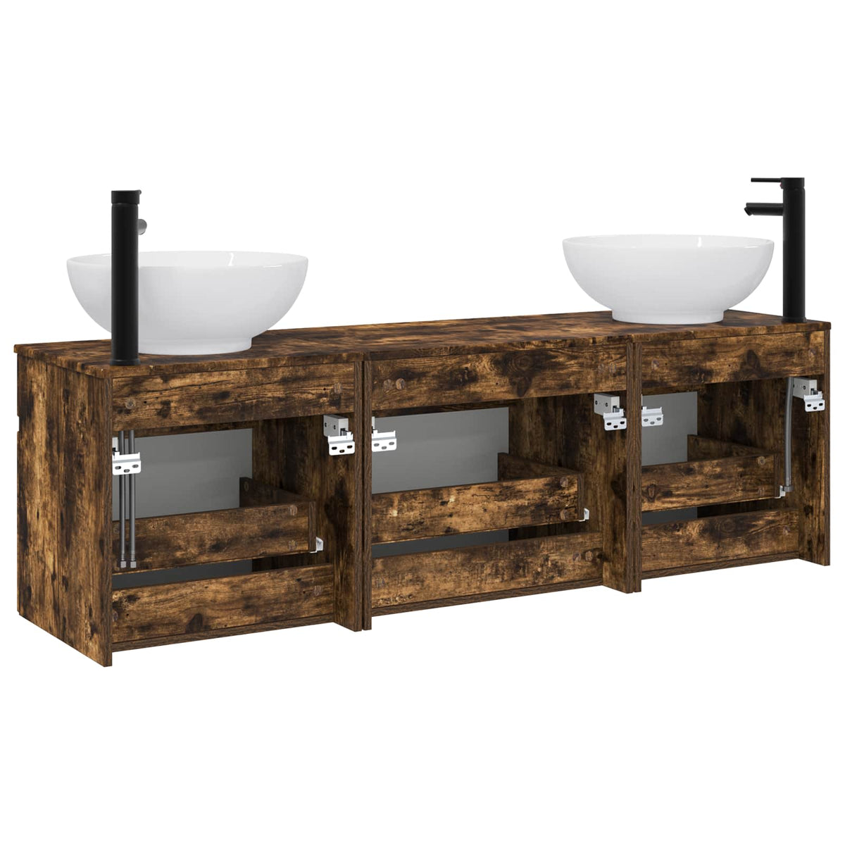 Set ormarića za kupaonicu 3 kom. Dimljeni hrast Smeđa 49 x 44,5 x 66,5 cm