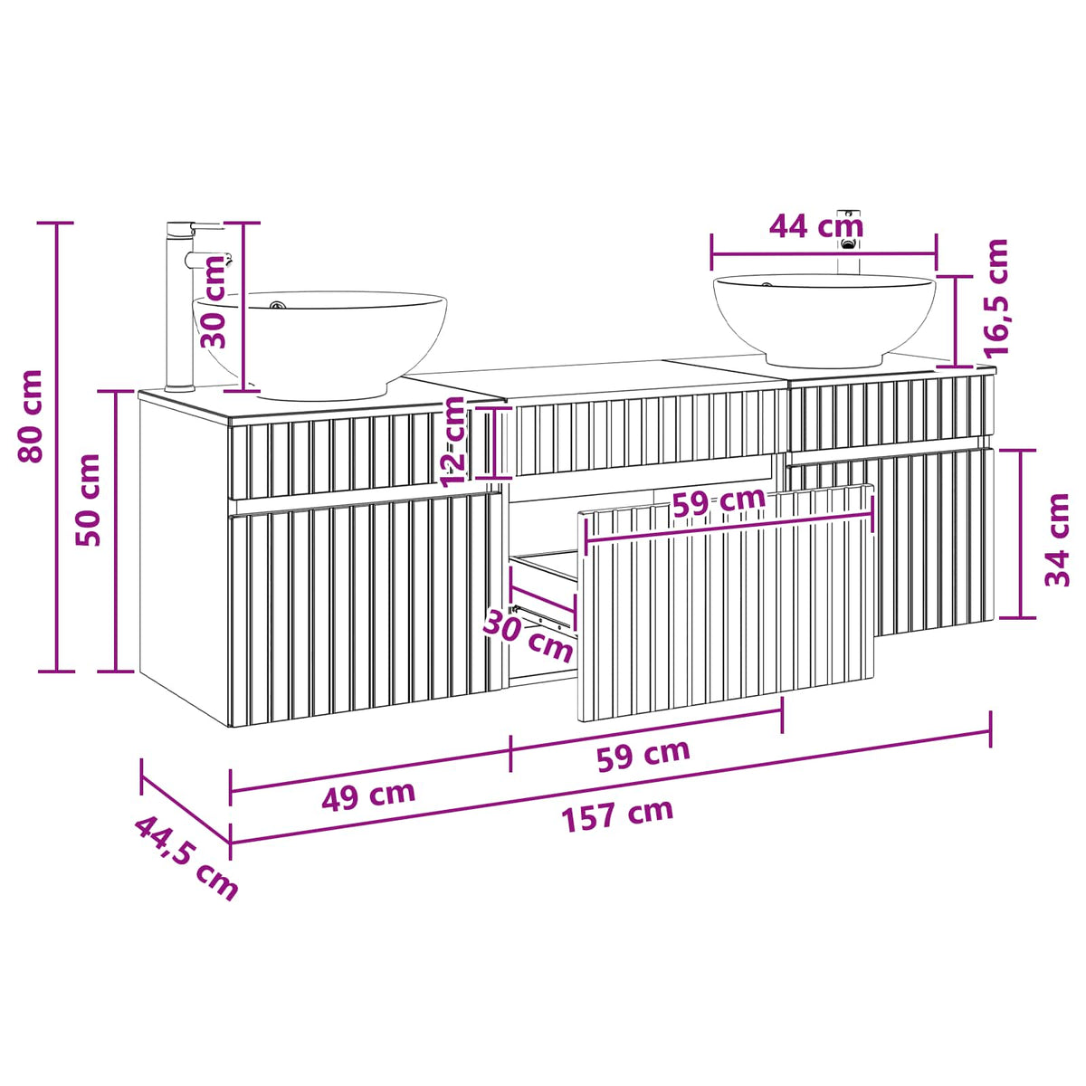 Set ormarića za kupaonicu 3 kom. Dimljeni hrast Smeđa 49 x 44,5 x 66,5 cm