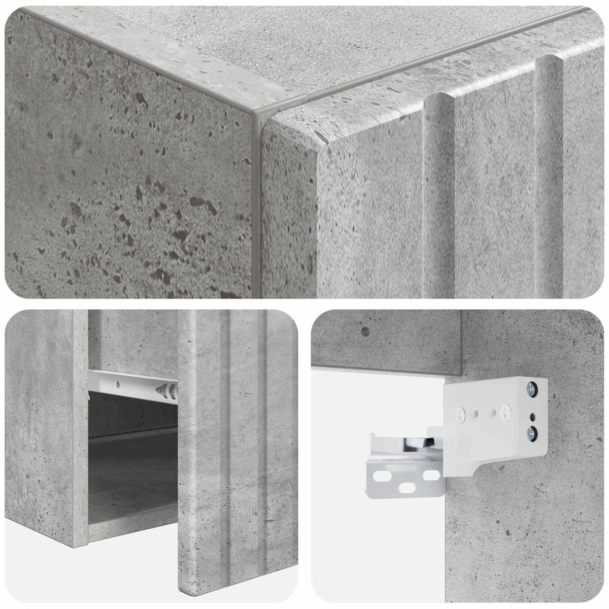 Set ormarića za kupaonicu 3 kom. Betonska siva 49 x 44,5 x 66 cm