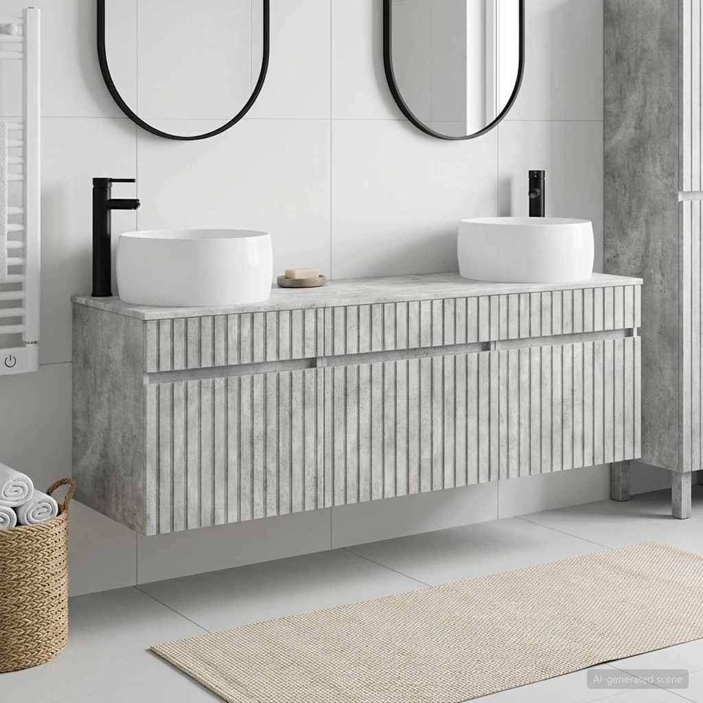 Set ormarića za kupaonicu 3 kom. Betonska siva 49 x 44,5 x 66 cm