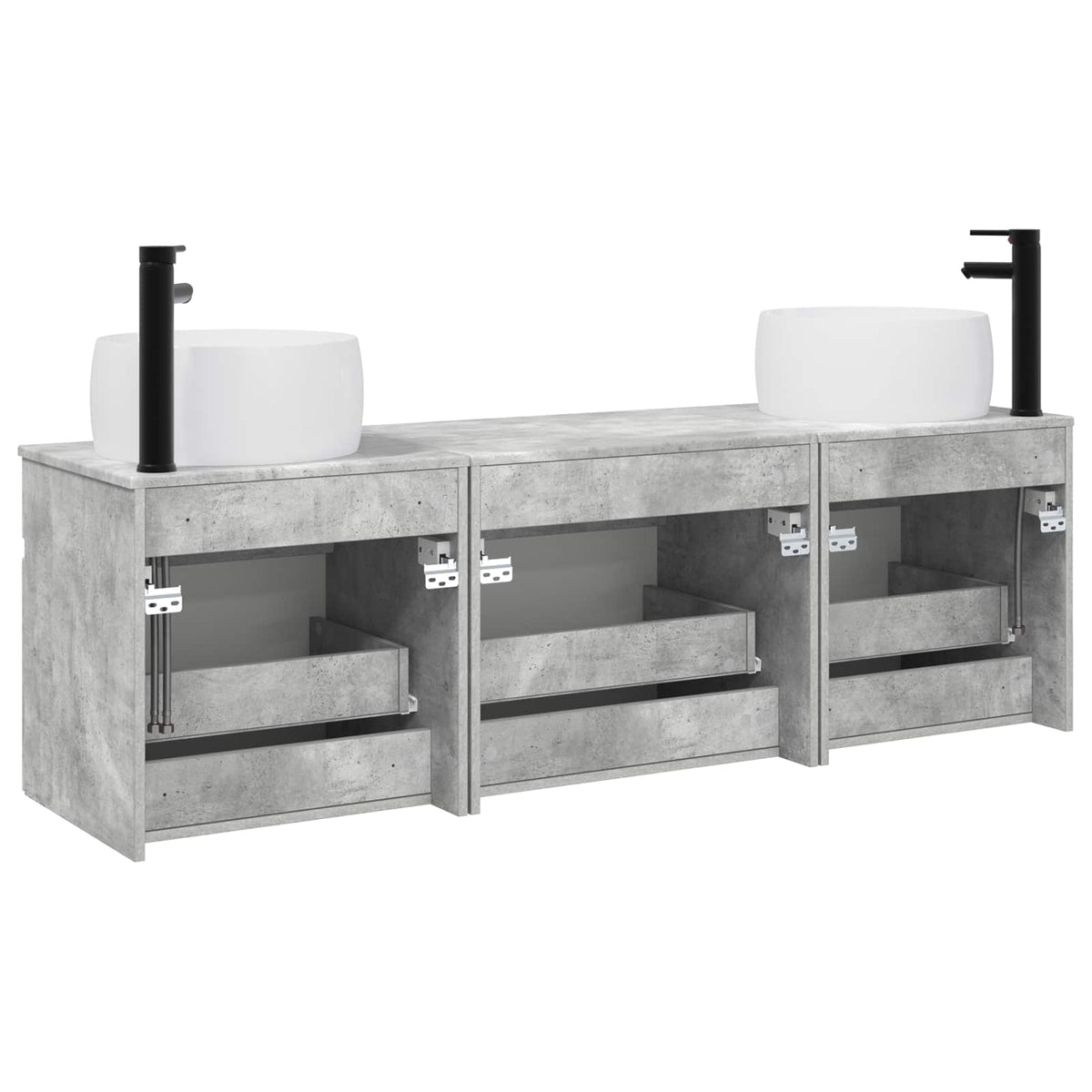 Set ormarića za kupaonicu 3 kom. Betonska siva 49 x 44,5 x 66 cm