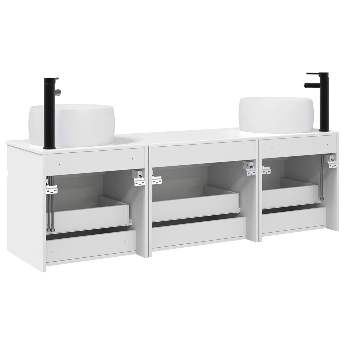 Set ormarića za kupaonicu 3 kom. Bijela visokog sjaja 49 x 44,5 x 66 cm