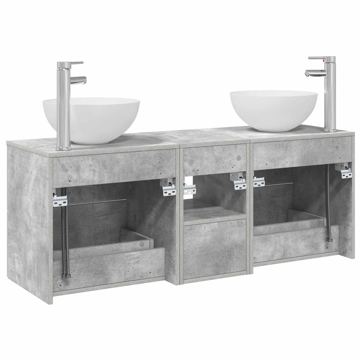 Set ormarića za kupaonicu 3 kom. Betonska siva 49,5 x 41 x 64,5 cm