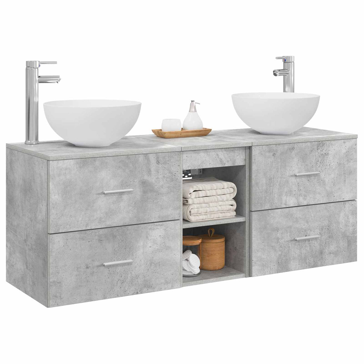 Set ormarića za kupaonicu 3 kom. Betonska siva 49,5 x 41 x 64,5 cm