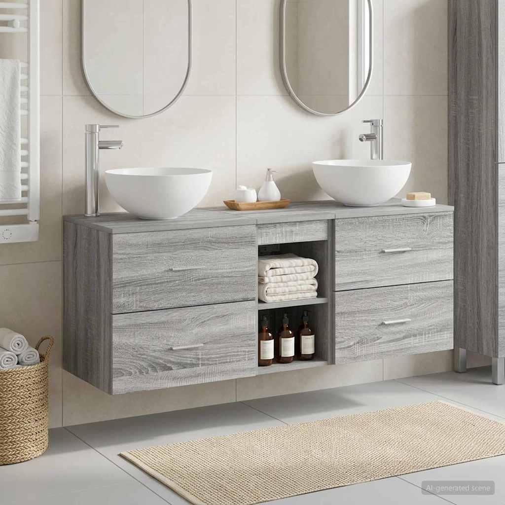 Set ormarića za kupaonicu 3 kom. Siva Sonoma 49,5 x 41 x 64,5 cm