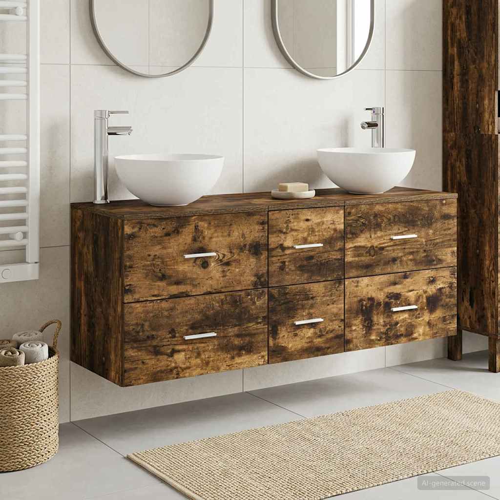 Set ormarića za kupaonicu 3 kom. Dimljeni hrast Smeđa 49,5 x 41 x 64,5 cm
