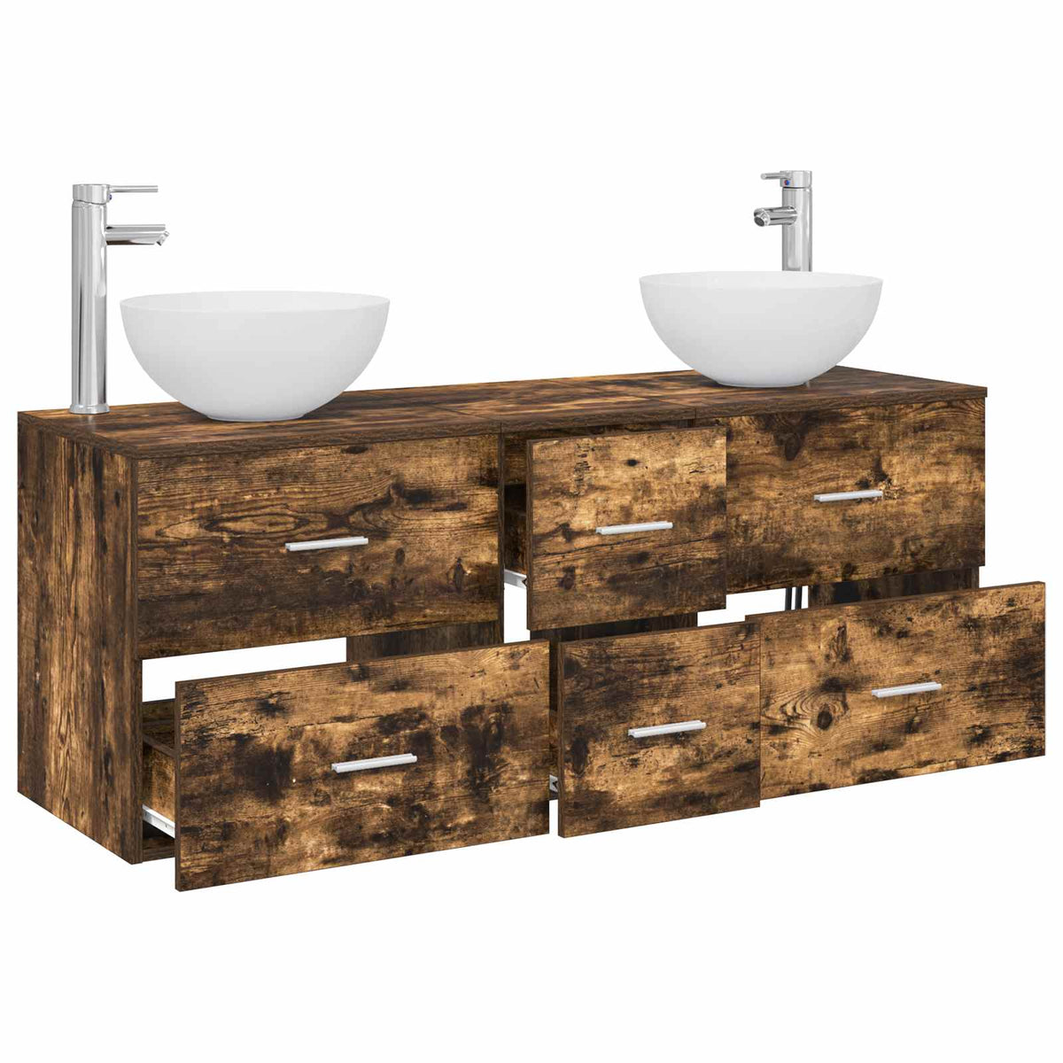 Set ormarića za kupaonicu 3 kom. Dimljeni hrast Smeđa 49,5 x 41 x 64,5 cm