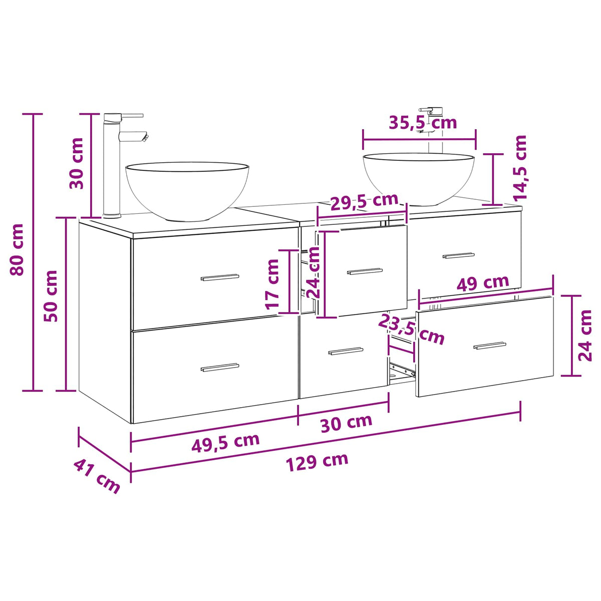 Set ormarića za kupaonicu 3 kom. Dimljeni hrast Smeđa 49,5 x 41 x 64,5 cm