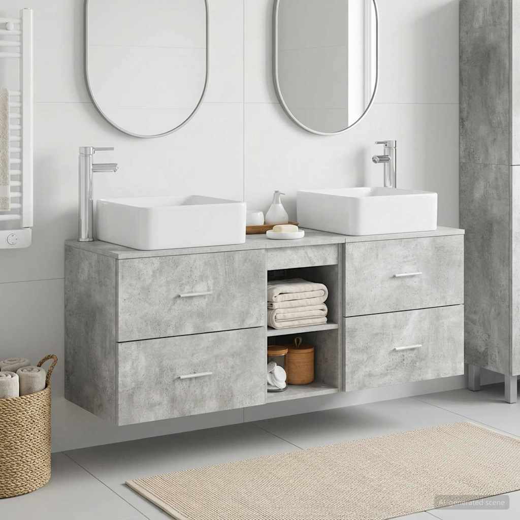 Set ormarića za kupaonicu 3 kom. Betonska siva 129 x 41 x 80 cm