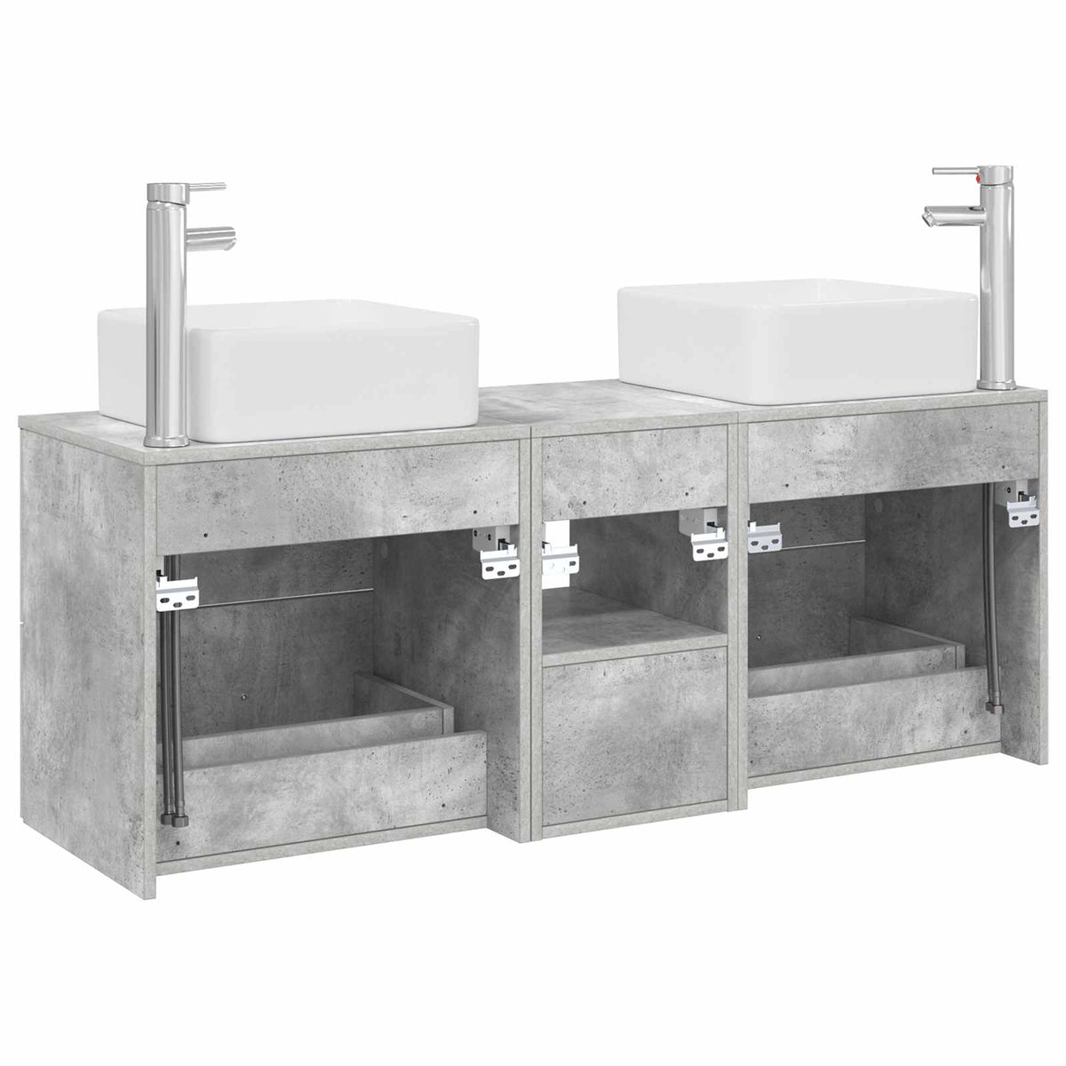 Set ormarića za kupaonicu 3 kom. Betonska siva 129 x 41 x 80 cm