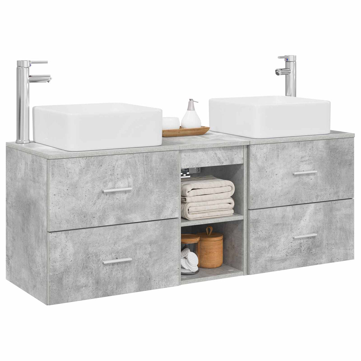 Set ormarića za kupaonicu 3 kom. Betonska siva 129 x 41 x 80 cm