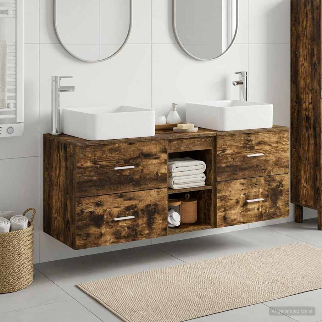 Set ormarića za kupaonicu 3 kom. Dimljeni hrast Smeđa 49,5 x 41 x 63 cm