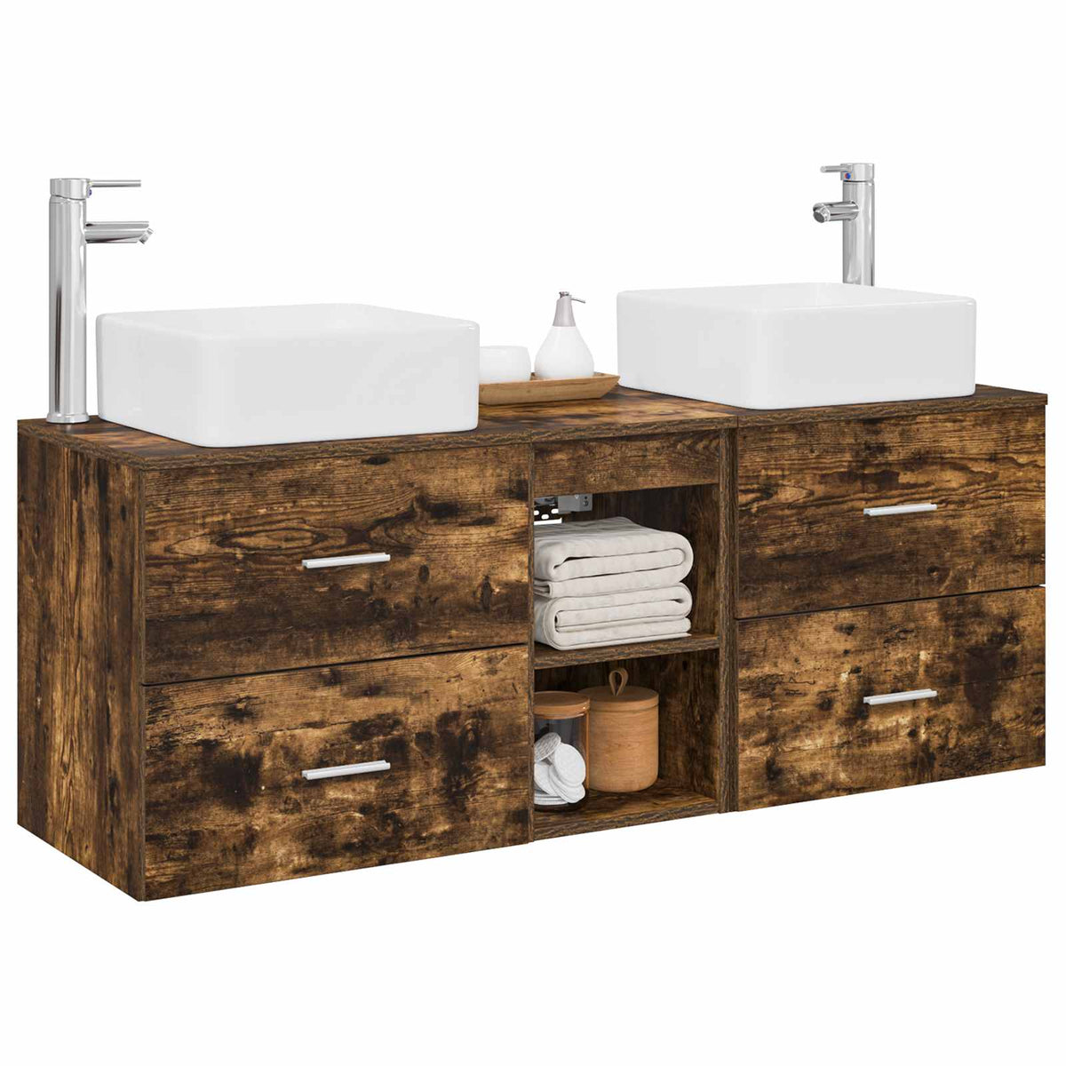 Set ormarića za kupaonicu 3 kom. Dimljeni hrast Smeđa 49,5 x 41 x 63 cm