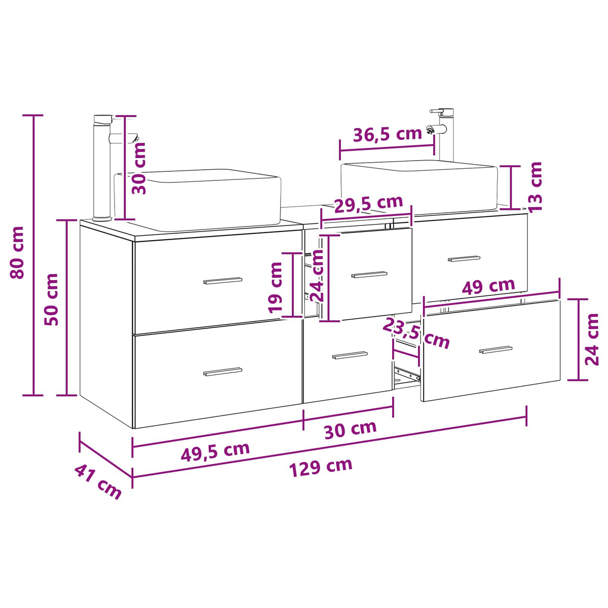 Set ormarića za kupaonicu 3 kom. Betonska siva 49,5 x 41 x 63 cm