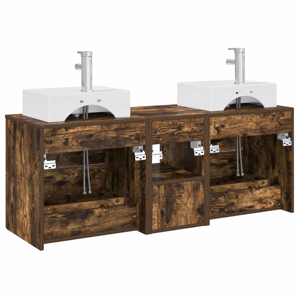 Set ormarića za kupaonicu 3 kom. Dimljeni hrast Smeđa 49,5 x 41 x 62,5 cm