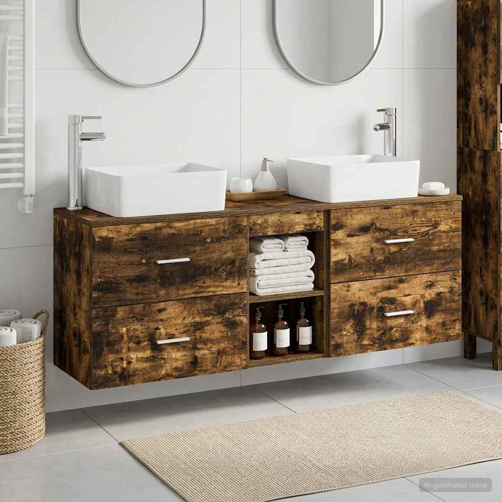 Set ormarića za kupaonicu 3 kom. Dimljeni hrast Smeđa 53 x 34,5 x 63 cm