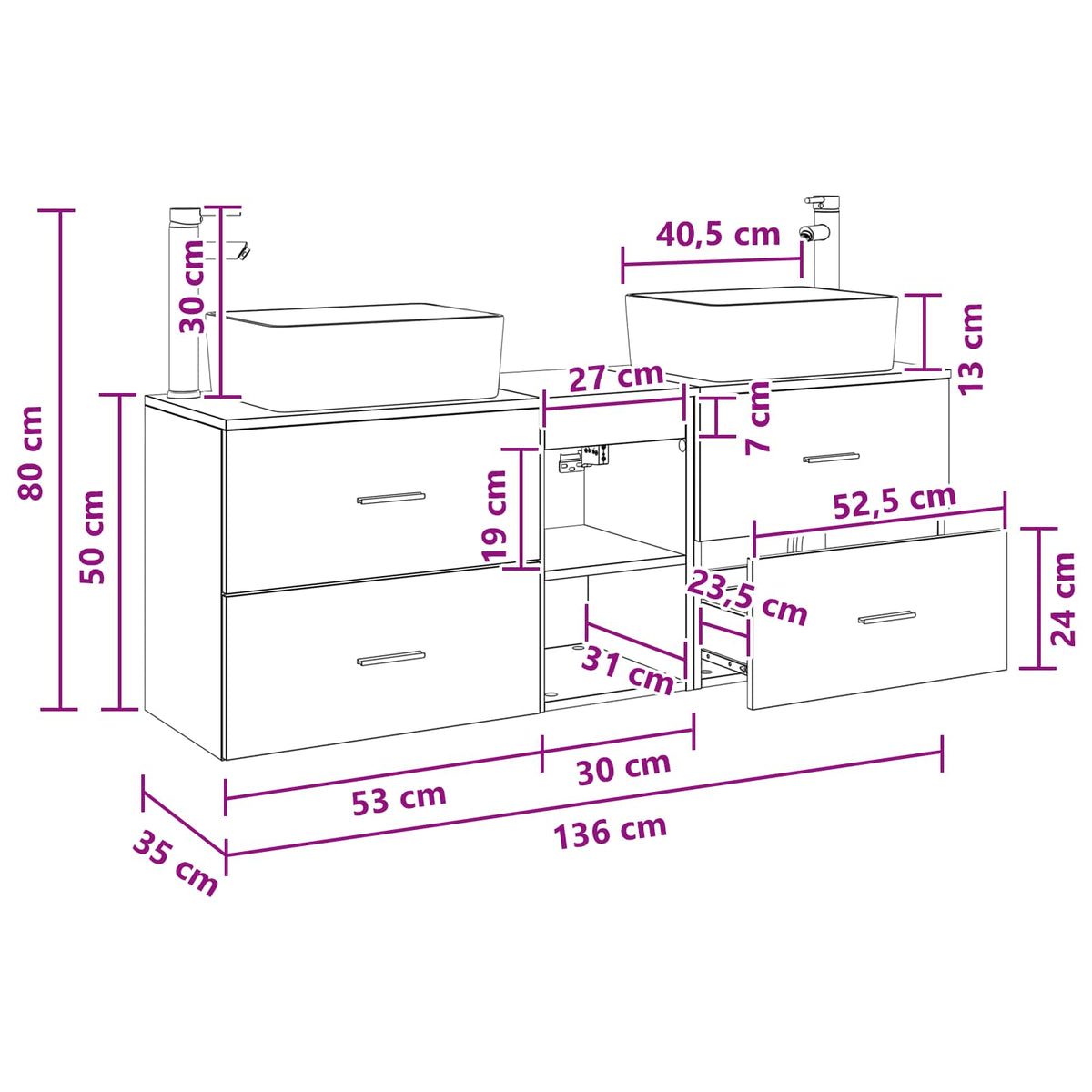 Set ormarića za kupaonicu 3 kom. Dimljeni hrast Smeđa 53 x 34,5 x 63 cm