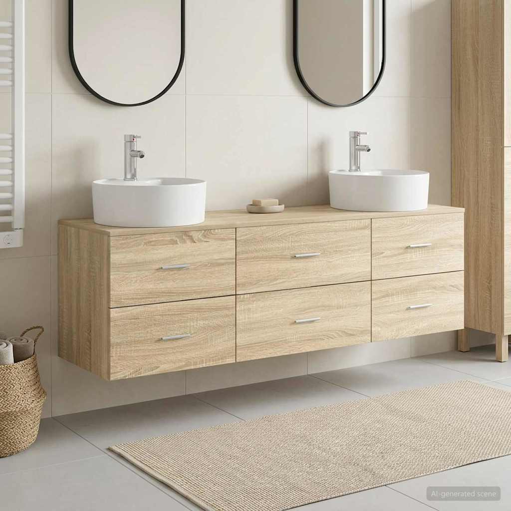 Set ormarića za kupaonicu 3 kom. Hrast sonoma Smeđa 62,5 x 44,5 x 50 cm