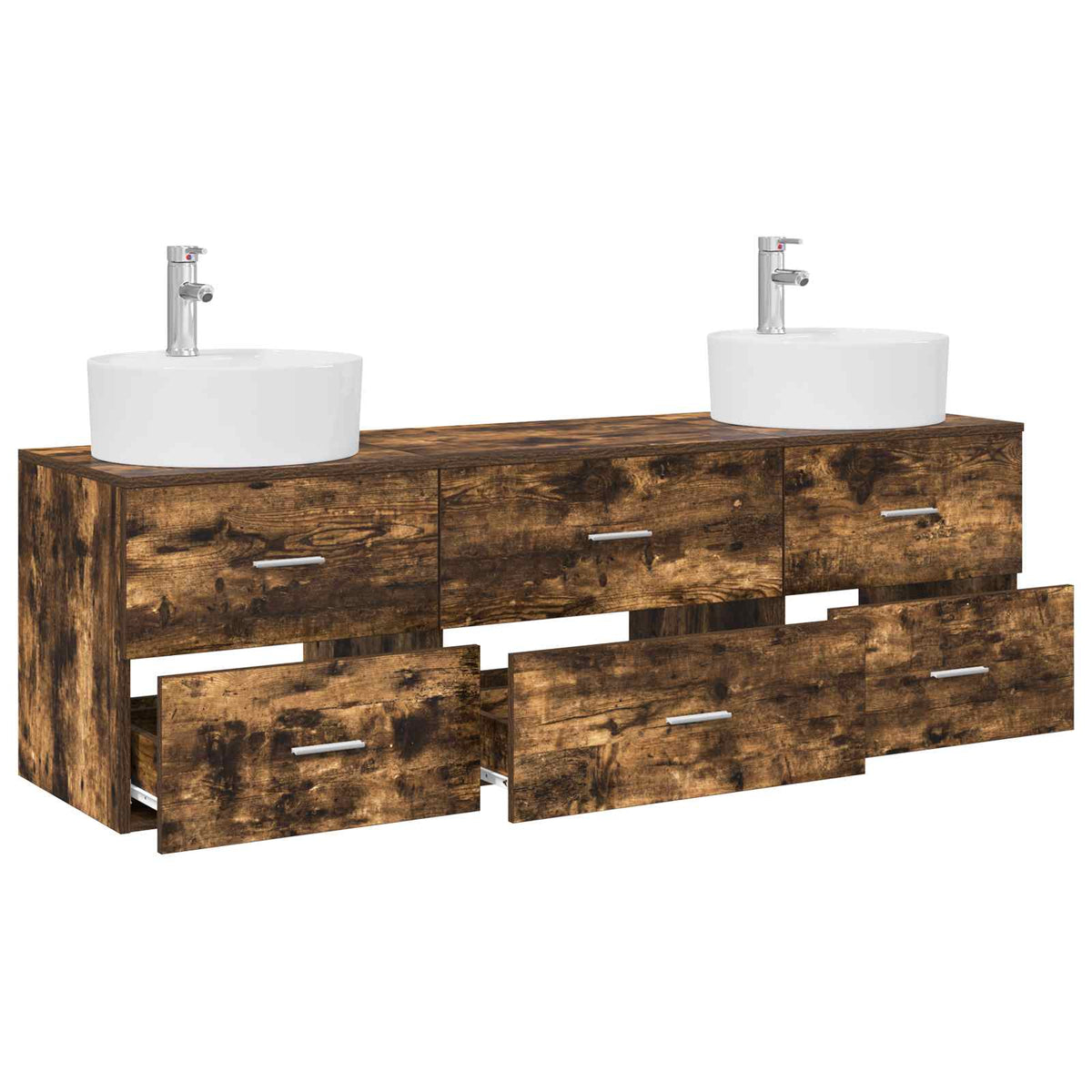 Set ormarića za kupaonicu 3 kom. Dimljeni hrast Smeđa 62,5 x 44,5 x 50 cm