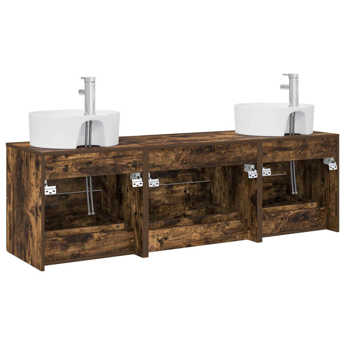 Set ormarića za kupaonicu 3 kom. Dimljeni hrast Smeđa 62,5 x 44,5 x 50 cm