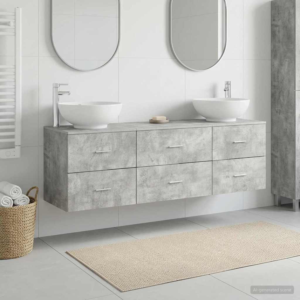 Set namještaja za kupaonicu 3 kom. Betonska siva 49,5 x 44,5 x 65 cm
