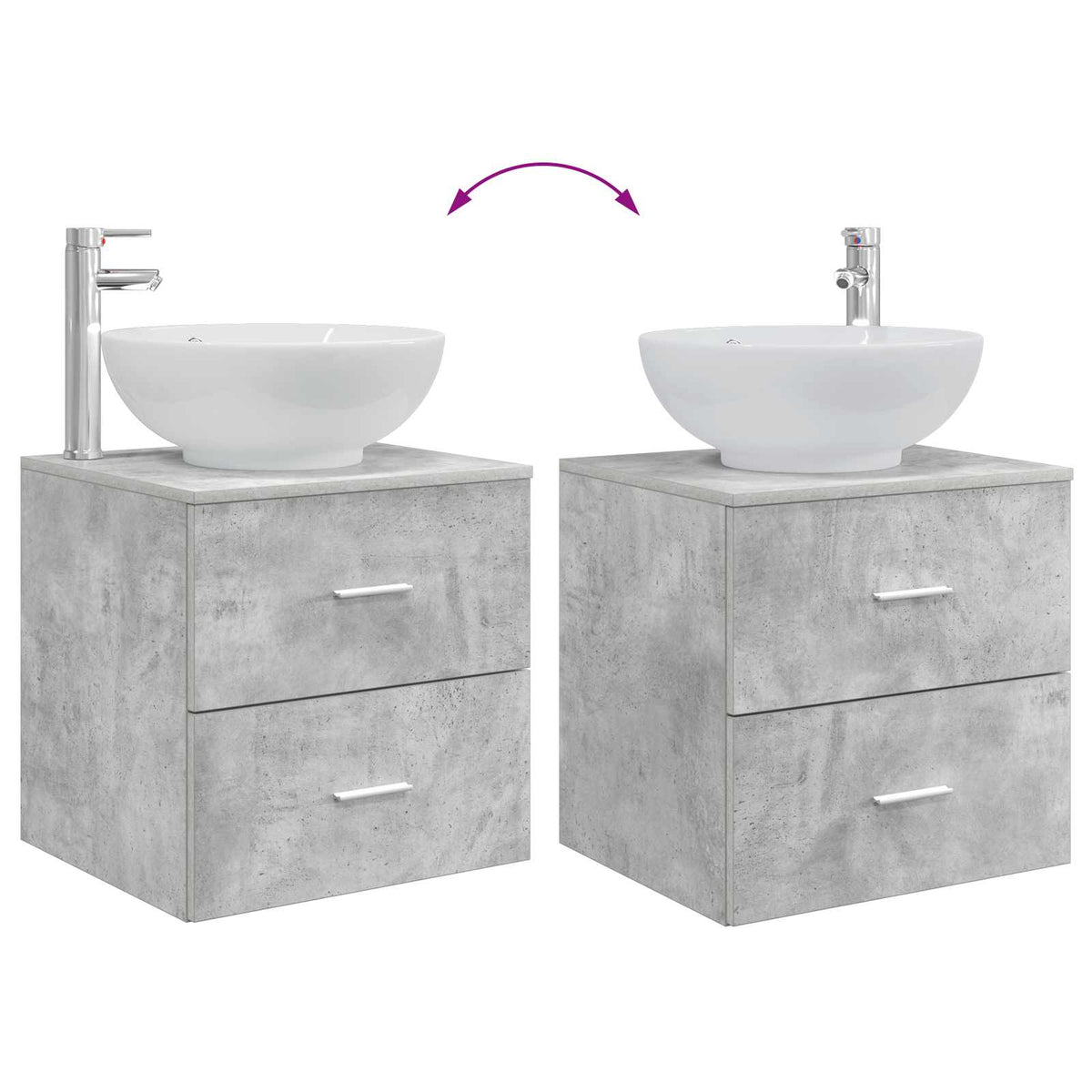 Set namještaja za kupaonicu 3 kom. Betonska siva 49,5 x 44,5 x 65 cm